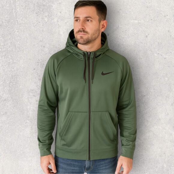 Nike Men’s XL Dri-FIT Hoodie Jacket Green Full Zip Training Fall Activewear - Picture 1 of 9